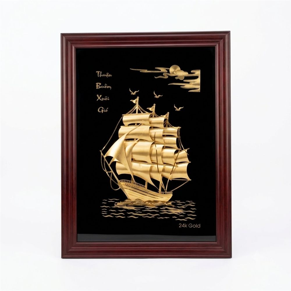 Tranh thuyền buồm mạ vàng 60x80 cm
