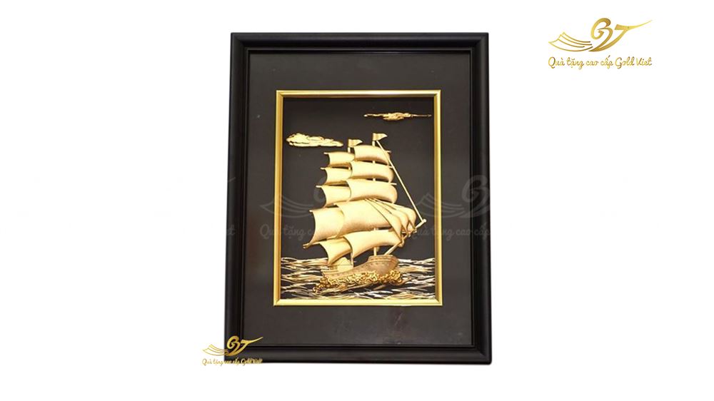 Tranh Thuyền Đúc Đồng Mạ Vàng - Tranh thuận buồm xuôi gió mạ vàng (kiểu 2)