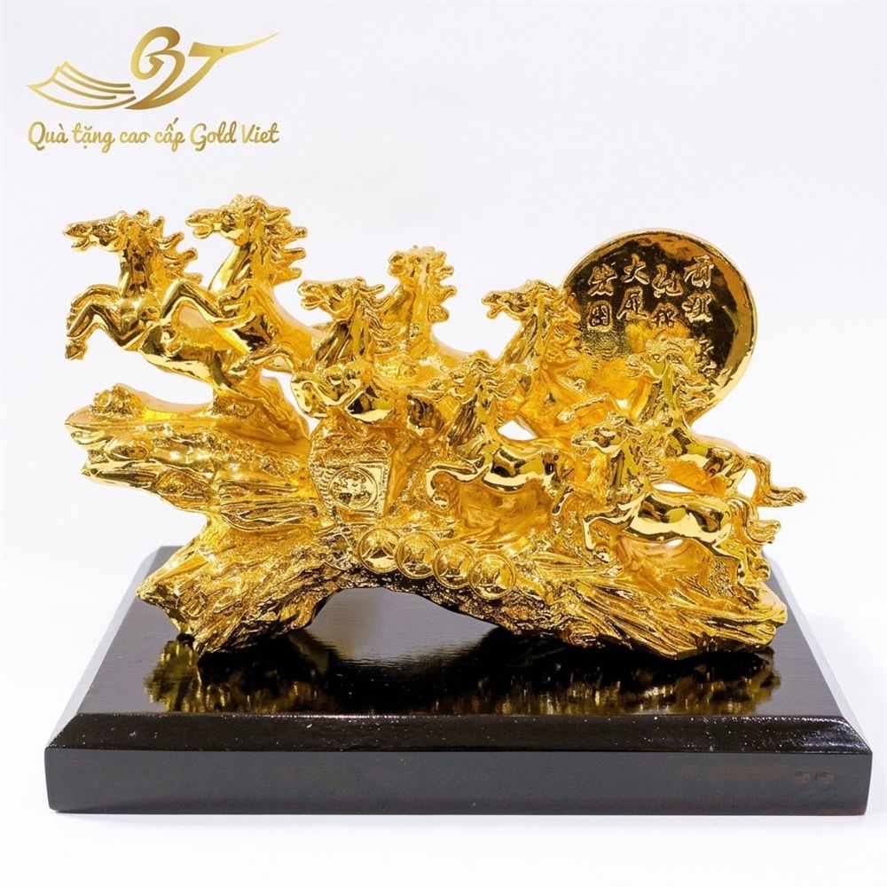 Tượng mã đáo thành công mạ vàng Kích thước 22 cm