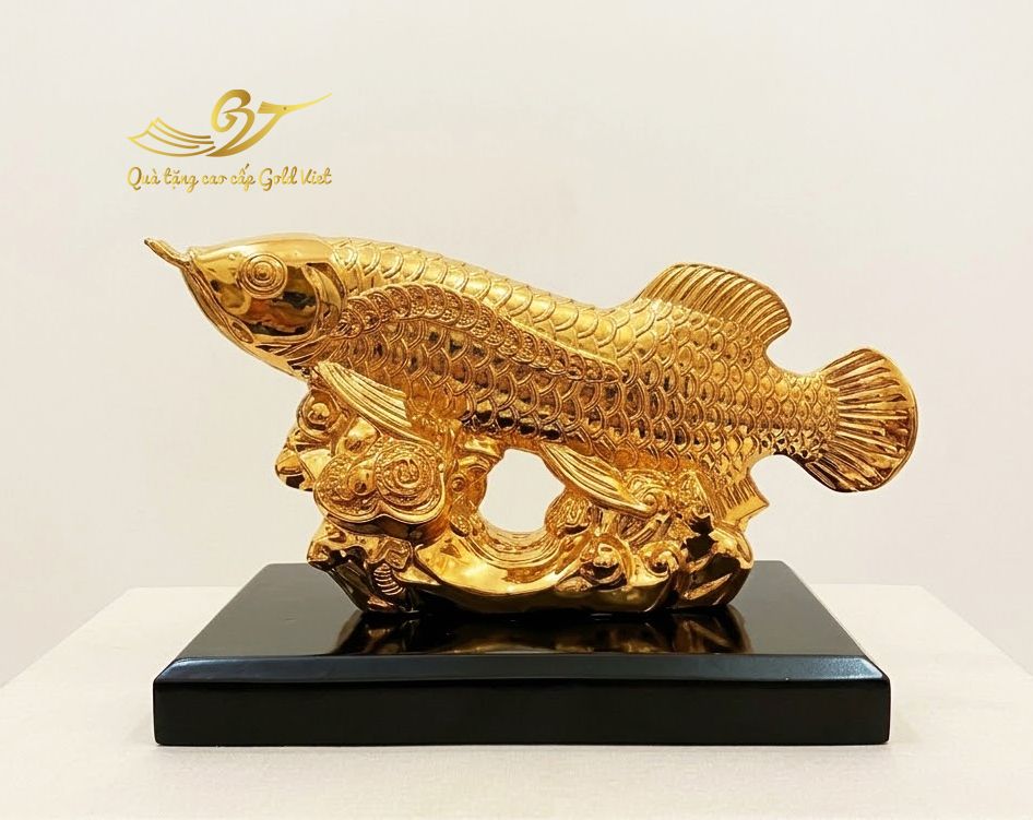 Tượng cá rồng mạ vàng (cỡ lớn)
