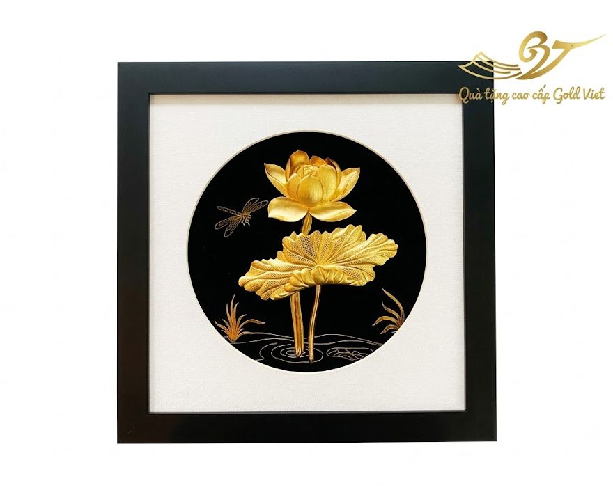 Tranh Hoa Sen Mạ Vàng-Kiểu 1