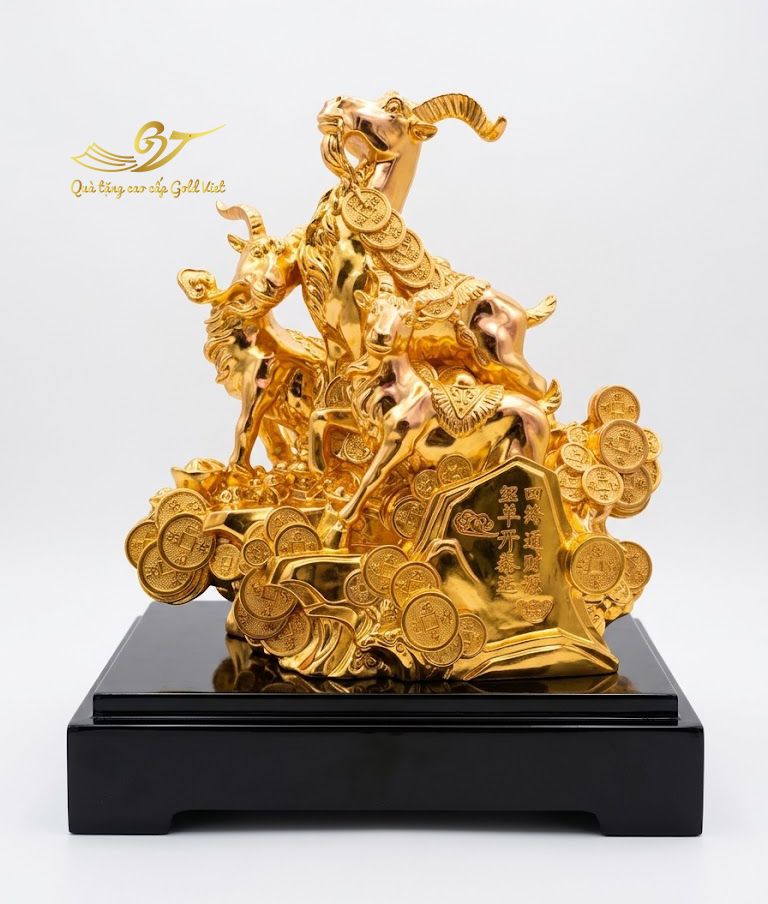 Tượng Tam Dương Khai Thái Mạ Vàng 24k
