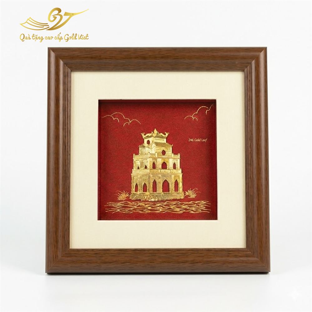 Tranh tháp rùa mạ vàng 24k kích thước 25x25 cm