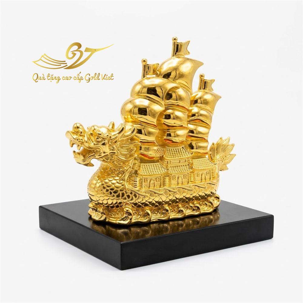 Mô hình thuyền rồng mạ vàng 