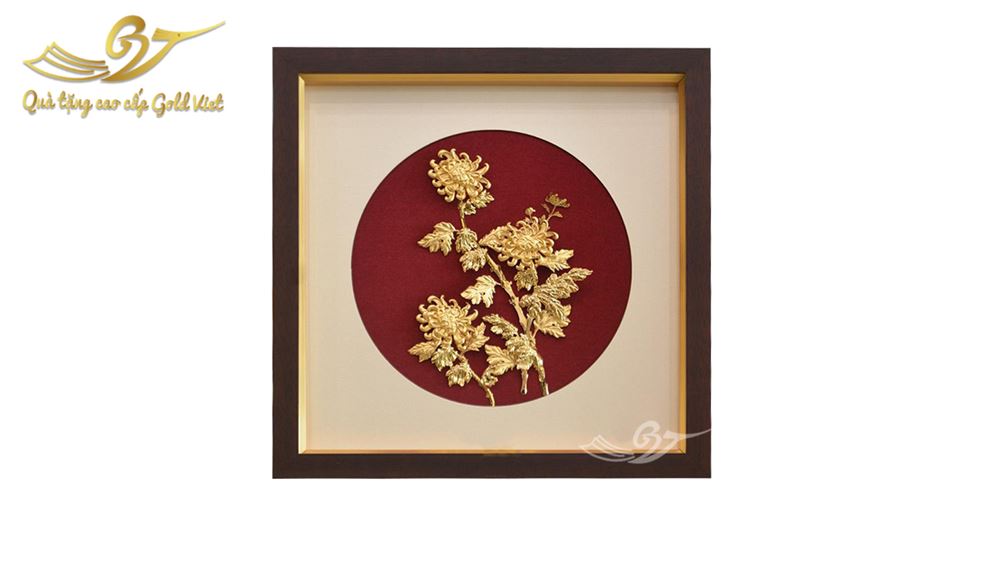 Tranh hoa cúc mạ vàng (30x30cm)