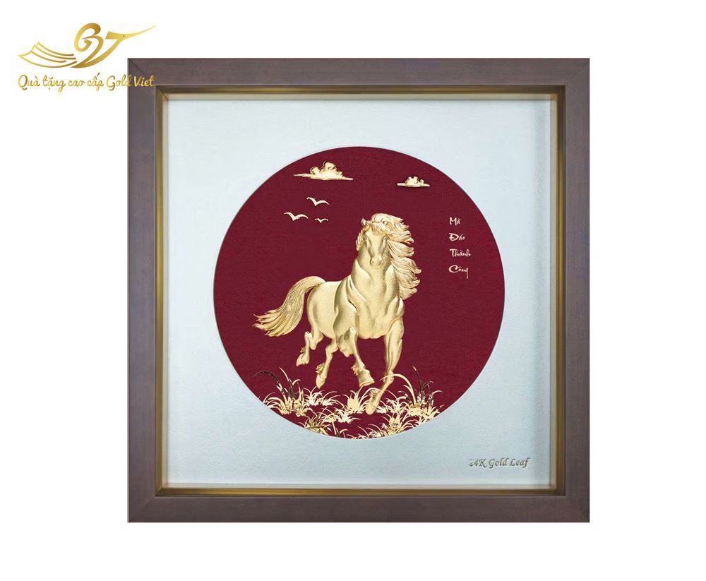 Tranh ngựa mạ vàng 24k 